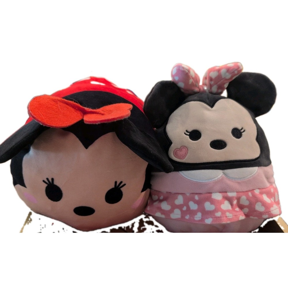 Disney Tsum Tsum Minnie Mouse 11 inch Just Play Hug Me & 8 Inch Squishmellow Set